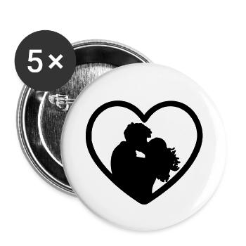 Amour couple couple baiser baiser cadeau romantique - Lot de 5 petits badges (25 mm) - blanc - Devant
