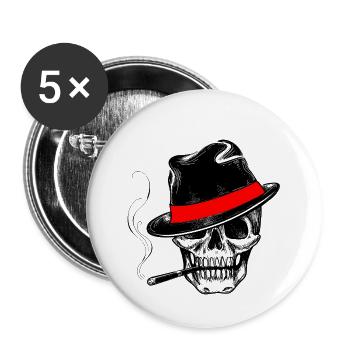 crâne - Lot de 5 petits badges (25 mm) - blanc - Devant