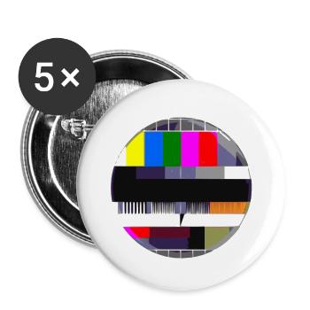 Testimage TV 90's 80's Television Idée cadeau rétro - Lot de 5 petits badges (25 mm) - blanc - Devant