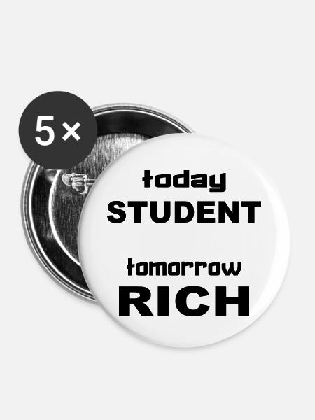 STUDENT - Buttons klein 25 mm (5er Pack) - Weiß
