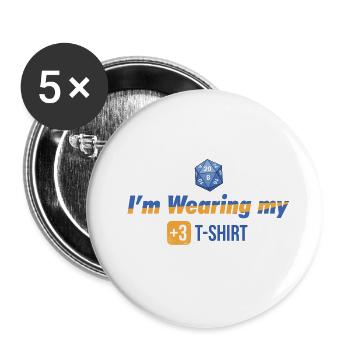 I'm wearing my +3 T-SHIRT - Buttons small 1''/25 mm (5-pack) - white - Front