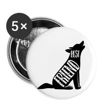 Best Friend Friend Dog Master Mistress - Buttons small 1''/25 mm (5-pack) - white - Front