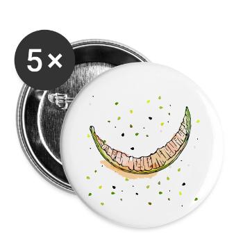 Melon manger à ras bord - Lot de 5 petits badges (25 mm) - blanc - Devant