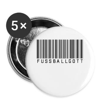 Fußball Fußballgott - Buttons klein 25 mm (5er Pack) - Weiß - Vorne