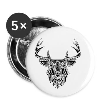 Deer Antlers Maori Style - Buttons small 1''/25 mm (5-pack) - white - Front