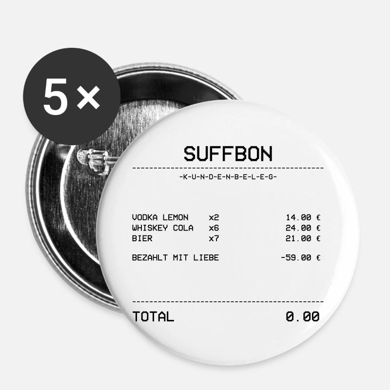 Suffon | Receipt. | Invoice | Mallorca - Buttons small 1''/25 mm (5-pack) - white