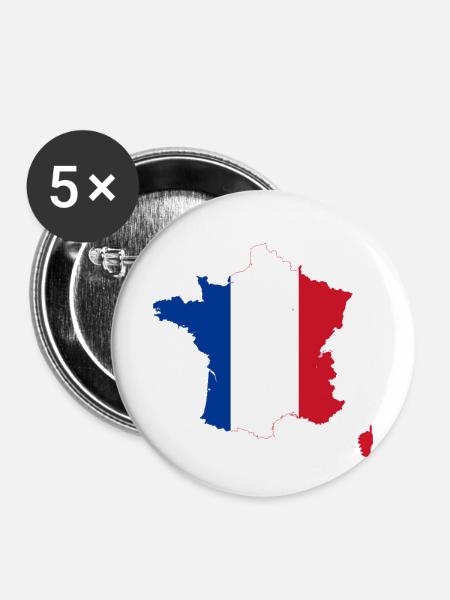 France - Buttons small 1''/25 mm (5-pack) - white