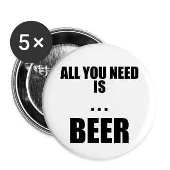 Beer - Buttons small 1''/25 mm (5-pack) - white - Front