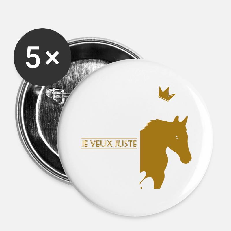 Pferd Shirt • Prinz Charming • Pony Geschenke - Buttons klein 25 mm (5er Pack) - Weiß