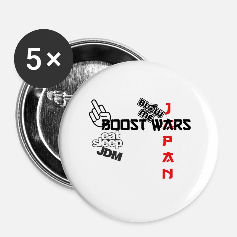 JDM Japan BOOST WARS - Buttons small 1''/25 mm (5-pack) - white