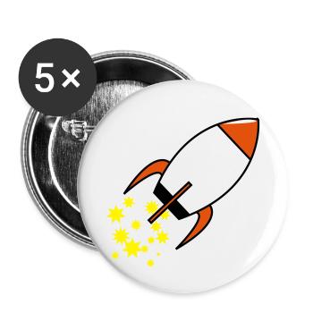 Fusée avec des étoiles - Lot de 5 petits badges (25 mm) - blanc - Devant