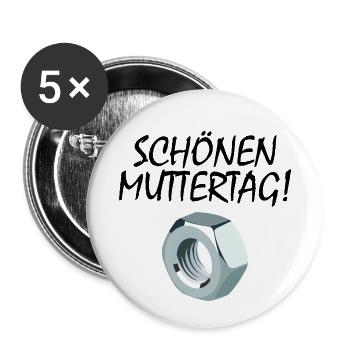 Muttertag - Buttons klein 25 mm (5er Pack) - Weiß - Vorne