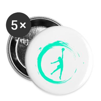 joueur de basket-ball - Lot de 5 petits badges (25 mm) - blanc - Devant
