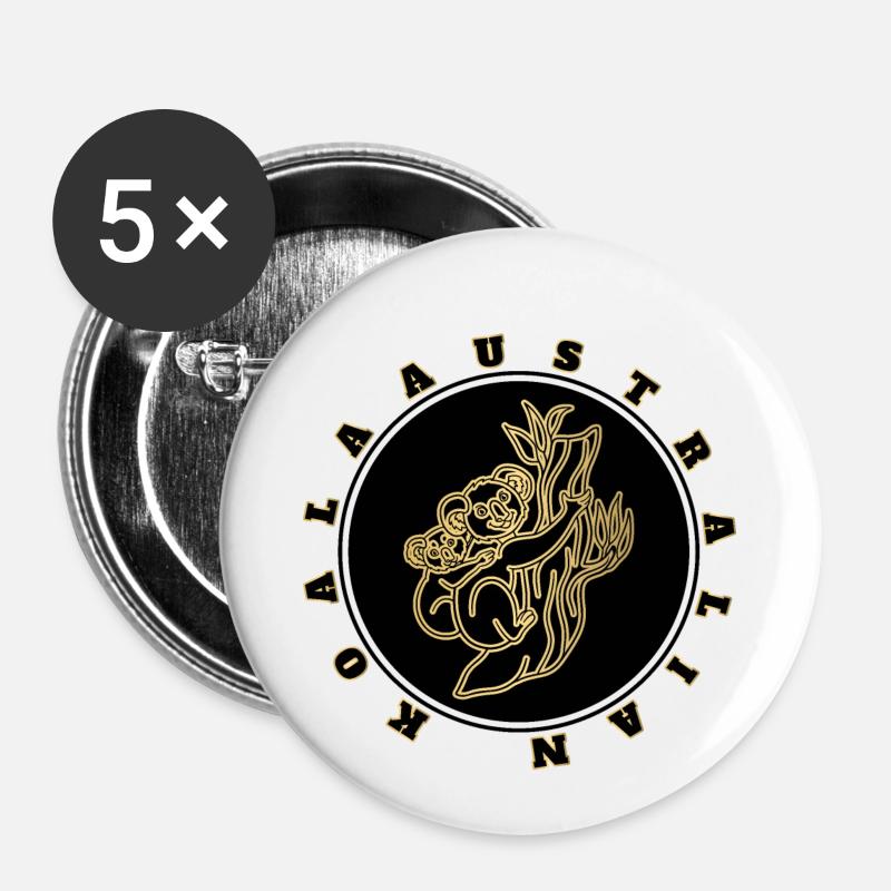 Koala - Australien - Buttons klein 25 mm (5er Pack) - Weiß