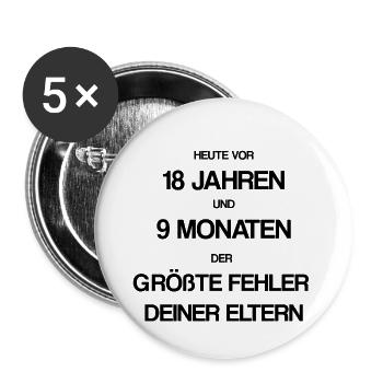 18 Geburtstag - Buttons klein 25 mm (5er Pack) - Weiß - Vorne