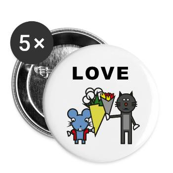 Katze Maus Liebe Geschenk - Buttons klein 25 mm (5er Pack) - Weiß - Vorne