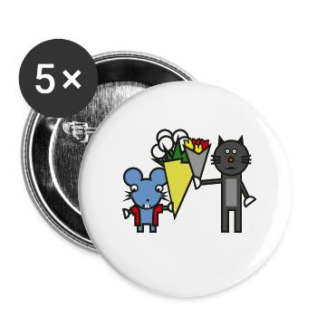 Katze Maus Tierliebe Geschenk - Buttons klein 25 mm (5er Pack) - Weiß - Vorne