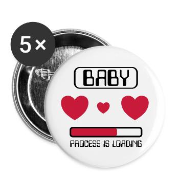 Baby Process is loading - Buttons klein 25 mm (5er Pack) - Weiß - Vorne