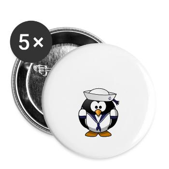 Cadeau de pingouin marin - Lot de 5 petits badges (25 mm) - blanc - Devant