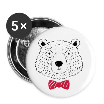 Kleiner Bär - Buttons klein 25 mm (5er Pack) - Weiß - Vorne