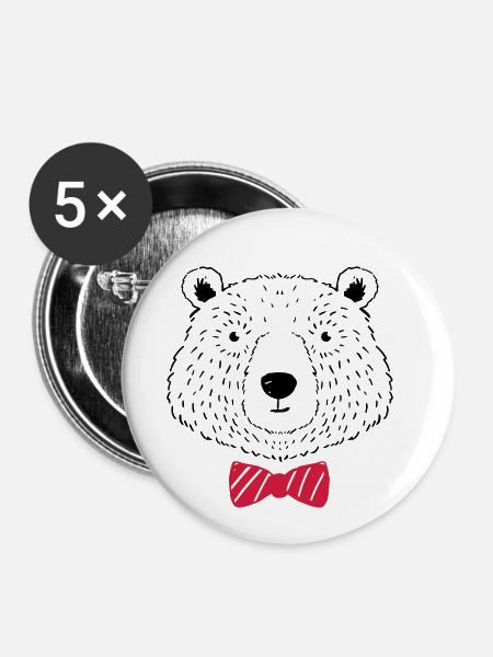 Little Bear - Buttons small 1''/25 mm (5-pack) - white