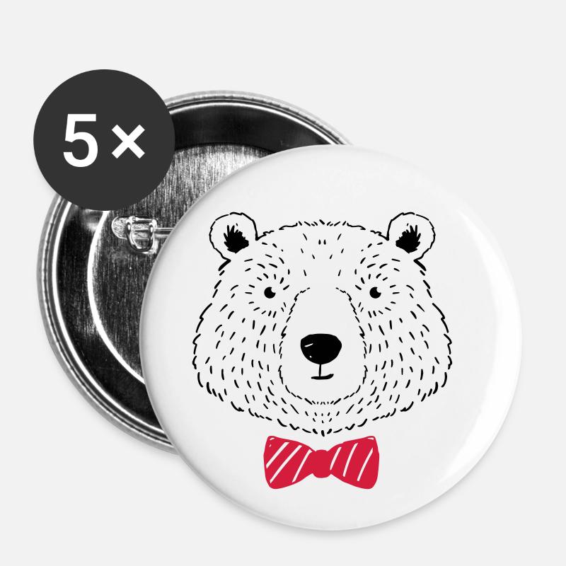 Little Bear - Buttons small 1''/25 mm (5-pack) - white