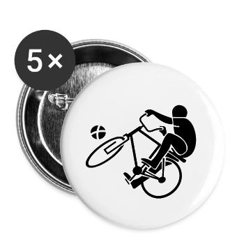 Black Radball Motif Radball Bicycle - Buttons small 1''/25 mm (5-pack) - white - Front