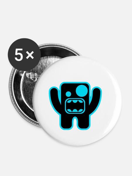Monster am Schreien - Buttons klein 25 mm (5er Pack) - Weiß