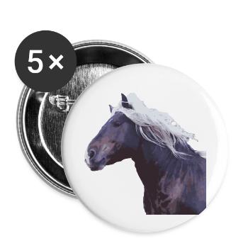 Pferd Kaltblut Mähne Pferdekopf Foto Geschenk Real - Buttons klein 25 mm (5er Pack) - Weiß - Vorne