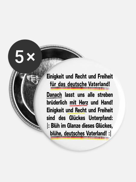 German anthem text - Buttons small 1''/25 mm (5-pack) - white