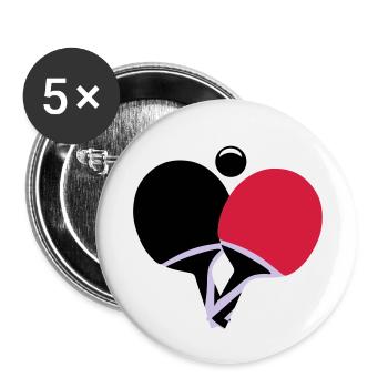 Tennis de table - Lot de 5 petits badges (25 mm) - blanc - Devant