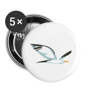 Goéland volant de la mer Baltique oiseau de vol de la mer du Nord - Lot de 5 petits badges (25 mm) - blanc - Devant