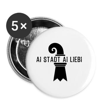 Ai Stadt Ai Liebi - Love Basel - Buttons small 1''/25 mm (5-pack) - white - Front
