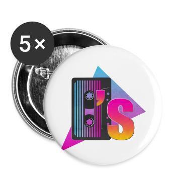 Cassette de 80 - Lot de 5 petits badges (25 mm) - blanc - Devant