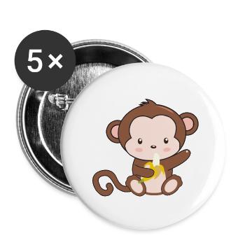 BÉBÉ MONKEY T-SHIRT CADEAU IDÉE ENFANTS BÉBÉS IDÉE - Lot de 5 petits badges (25 mm) - blanc - Devant