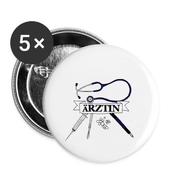 médecin - Lot de 5 petits badges (25 mm) - blanc - Devant