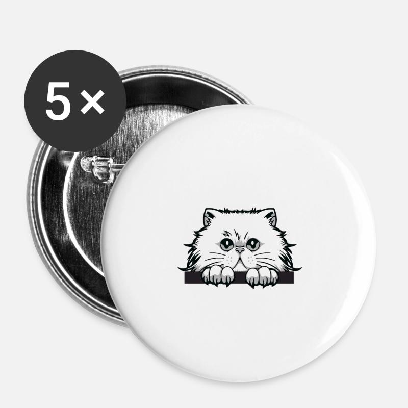 Cat Cats Cat face - Buttons small 1''/25 mm (5-pack) - white