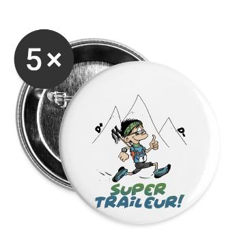 le trail running est un super ultra trail runner - Lot de 5 petits badges (25 mm) - blanc - Devant