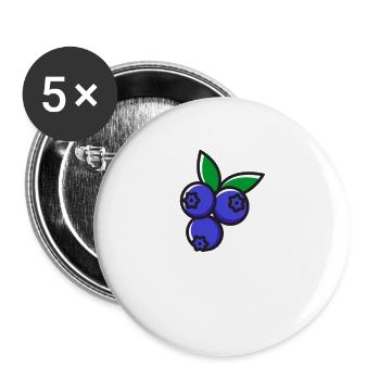 Blaubeere Heidelbeere Waldfrucht Bickbeere - Buttons klein 25 mm (5er Pack) - Weiß - Vorne