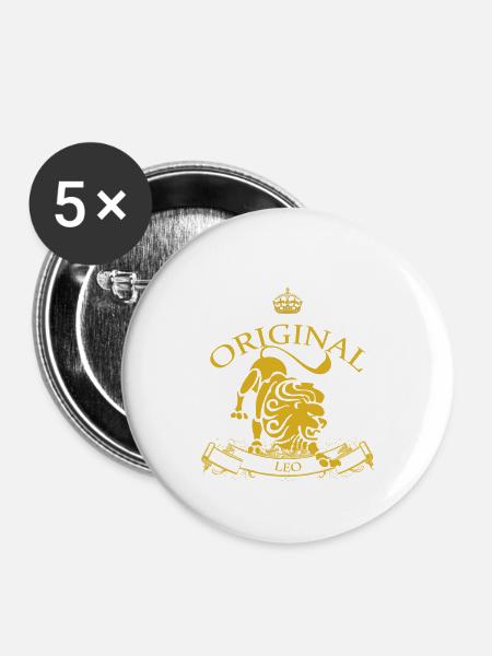 Sternzeichen Löwe - Buttons klein 25 mm (5er Pack) - Weiß