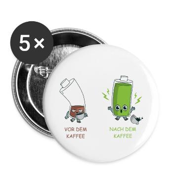 Kaffee Koffein Junkie Akku Batterie Witzig Lustig - Buttons klein 25 mm (5er Pack) - Weiß - Vorne