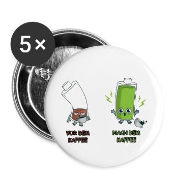 Kaffee Koffein Junkie Akku Lustig Batterie Witzig - Buttons klein 25 mm (5er Pack) - Weiß - Vorne