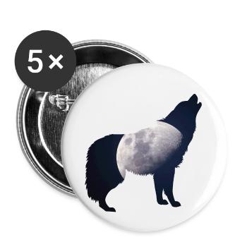 Howling at the Moon - Buttons small 1''/25 mm (5-pack) - white - Front