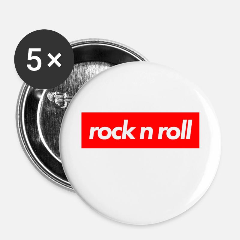 Rock and roll - Buttons small 1''/25 mm (5-pack) - white