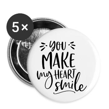 YOU MAKE MY HEART SMILE BY SUBGIRL - Buttons klein 25 mm (5er Pack) - Weiß - Vorne