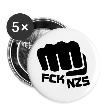 FCK NZS against hatred and racism - Buttons small 1''/25 mm (5-pack) - white - Front