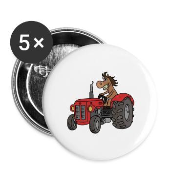 Horse Shirt · Equitation · Equitation · sur tracteur - Lot de 5 petits badges (25 mm) - blanc - Devant