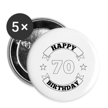 70th Birthday Happy Birthday - Buttons small 1''/25 mm (5-pack) - white - Front