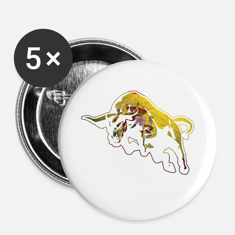 Spanien Stier - Buttons klein 25 mm (5er Pack) - Weiß