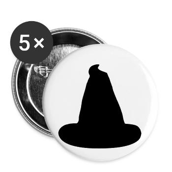 Chapeau de sorcière pour enfants Halloween - Lot de 5 petits badges (25 mm) - blanc - Devant